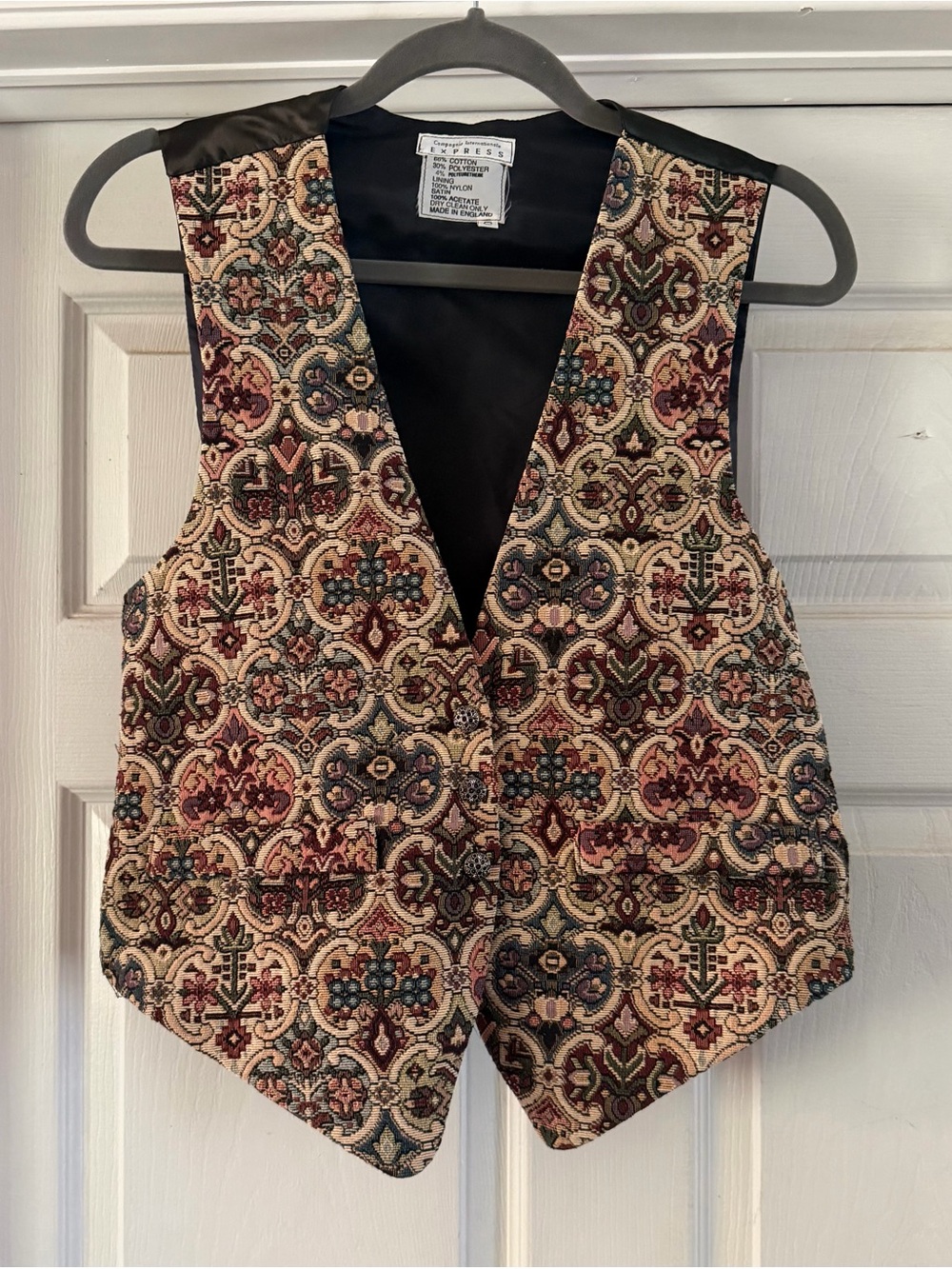Vintage 90s Woven Tapestry Vest Women Boho Cottagecore Gypsy Grand Millennial S